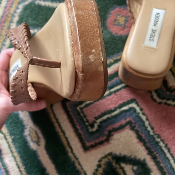Steve Madden platform sandal shoe size 7.5 y2k wood clog summer vintage - Picture 3 of 7